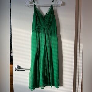 Saja (Anthropologie) Kelly Green Silk Dress